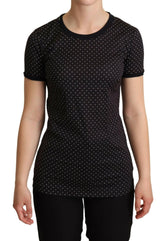 Dolce & Gabbana Black Dotted Crewneck  Cotton T-shirt -   -  Dolce & Gabbana.